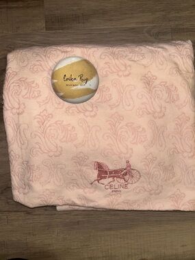 Celine Light Pink Horse & Carriage  Logo Throw Blanket- LIKE NEW/UNUSED